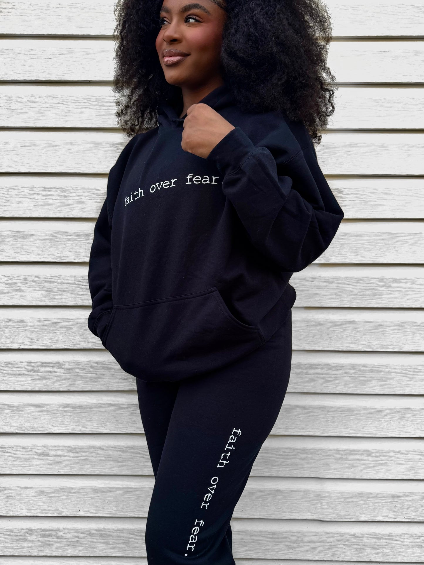 "faith over fear." Sweatpants