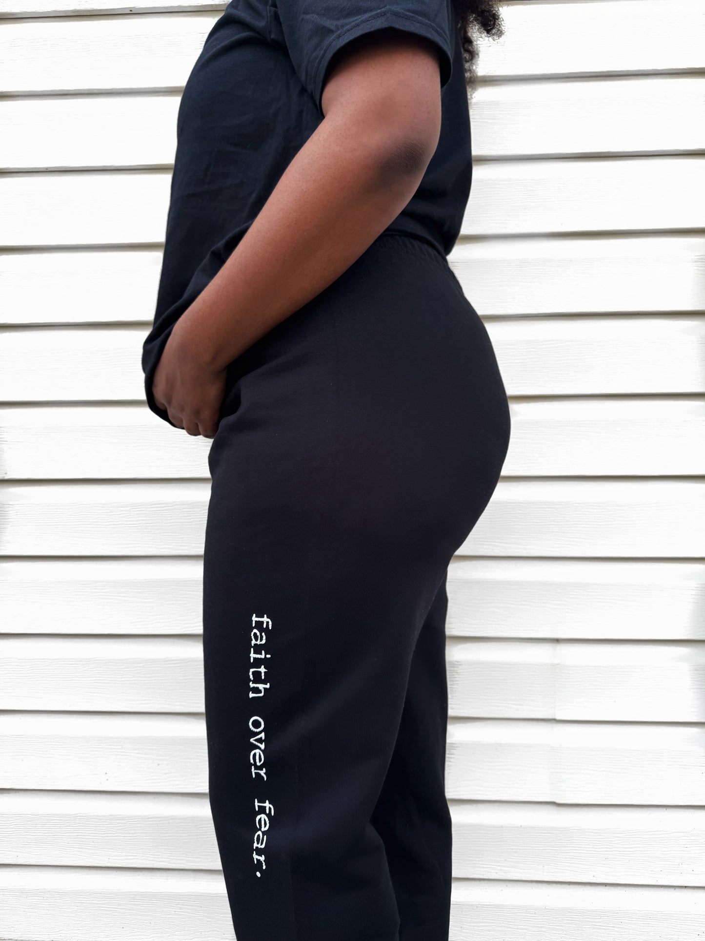 "faith over fear." Sweatpants